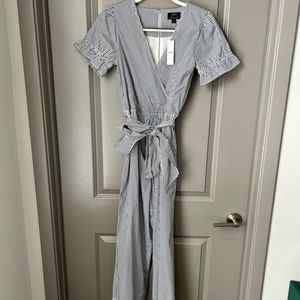J.Crew Ruffle stretch cotton poplin jumpsuit. Size 2. NWT